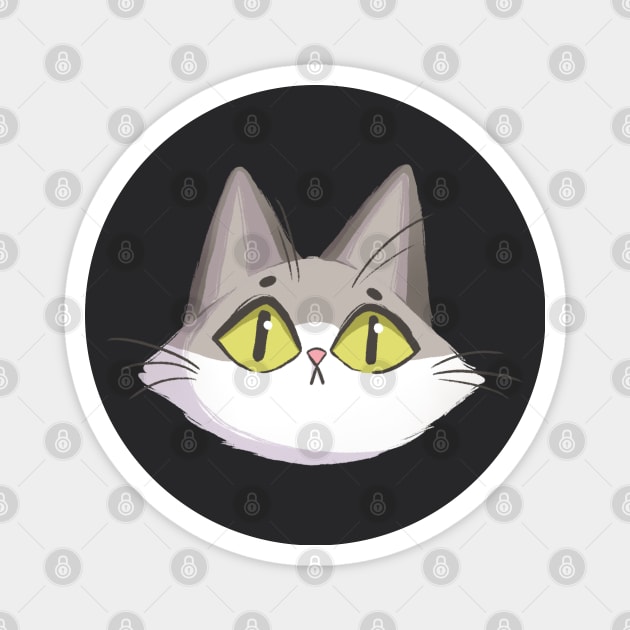 Grey Cat Head Magnet by Catstyle